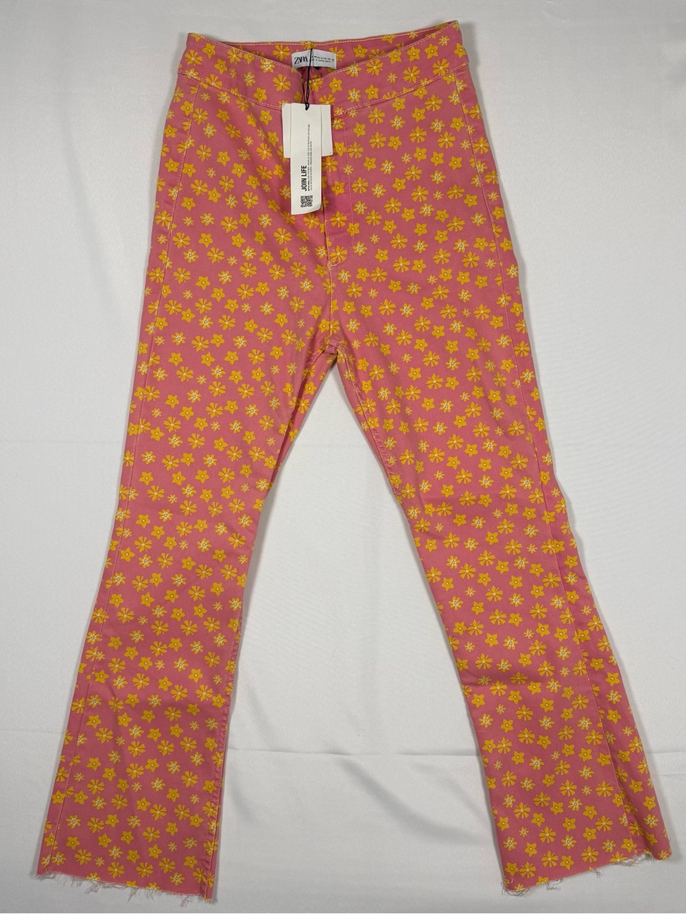 Zara Floral Cropped Jeans Size 8